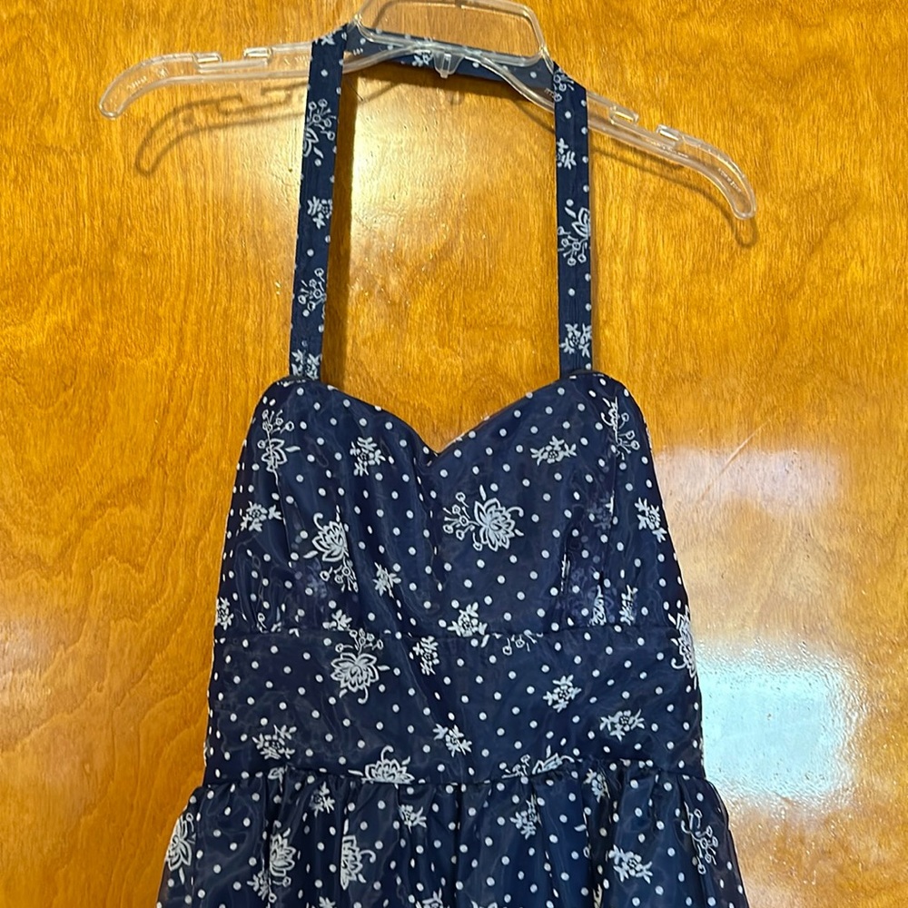 Blue floral halter dress
